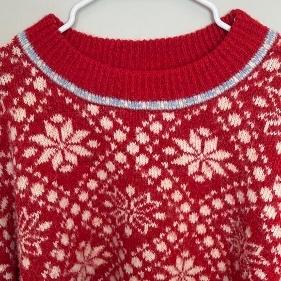 Universal Thread Red and White Fair Isle Scoopneck Sweater. Size XL - Picture 4 of 7